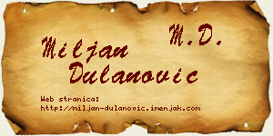 Miljan Dulanović vizit kartica